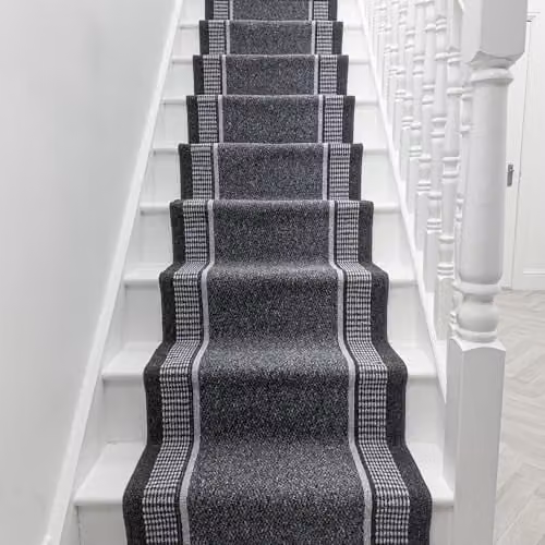 runrug Promenade Hardwearing Stair Runner Rug, Grey, W: 80 cm, L: 570 cm – 2