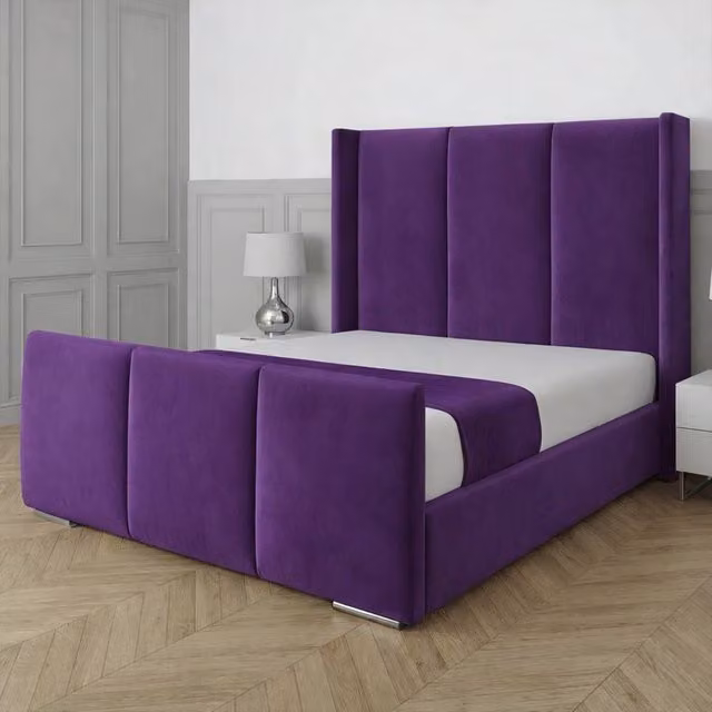 Living Comfort Bedz Westbury Super King Upholstered Velvet Gas Lift Storage Bed in Purple