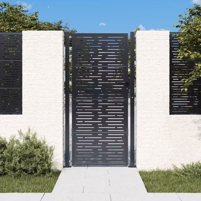 Berkfield Home Anthracite Steel Garden Gate, W: 105 cm, H: 180 cm