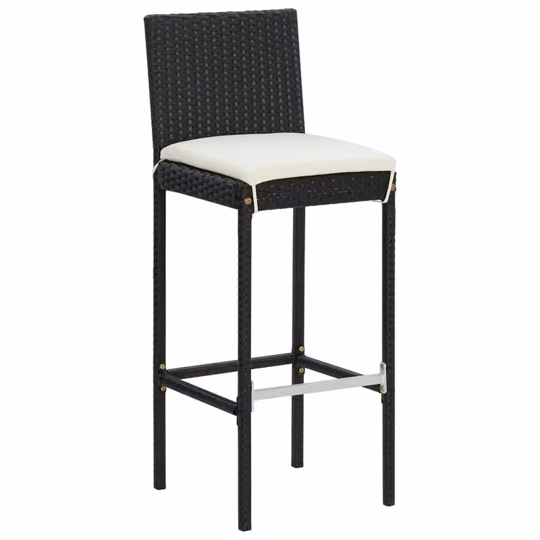Berkfield Home 5 Piece Modern Garden Bar Set with Cushions in Black Poly Rattan and Steel