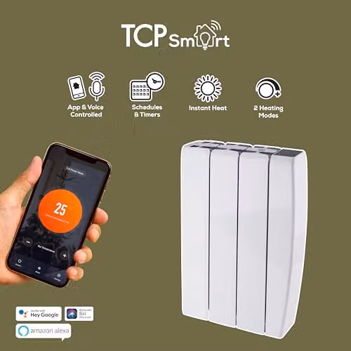 TCP Smart 700W White Ceramic Panel Electric Radiator with WiFi and App Control – 5