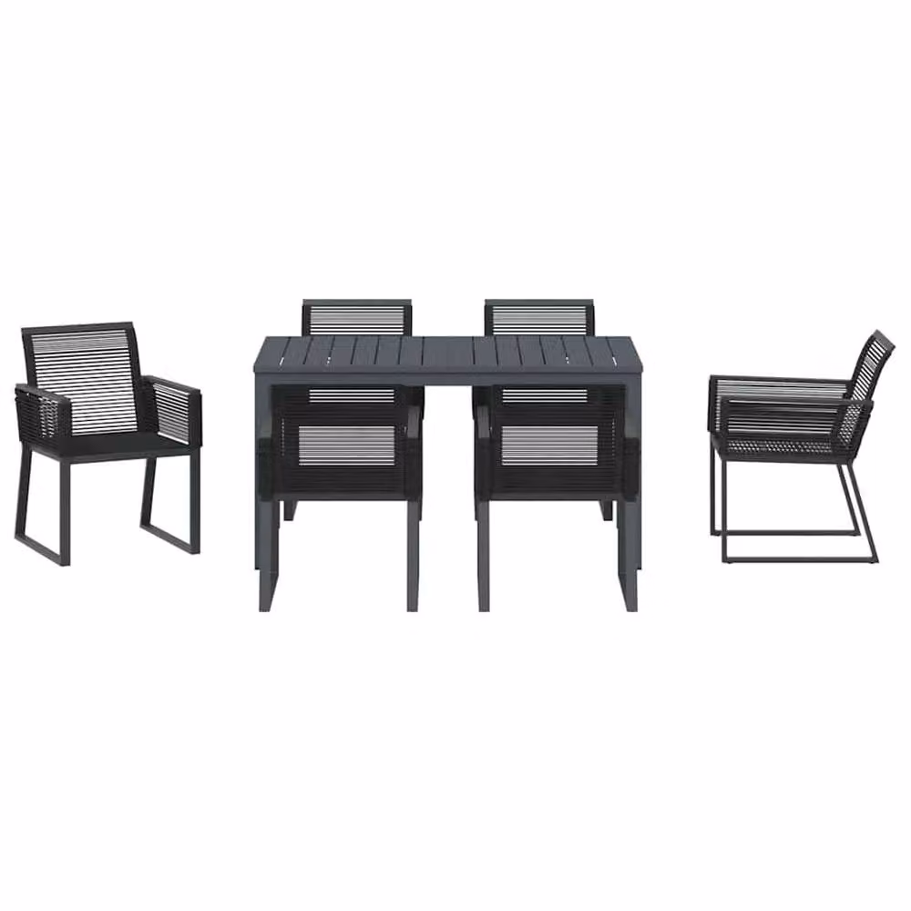 Berkfield Home 7 Piece Black Poly Rattan and Powder Coated Steel Garden Dining Set – 4