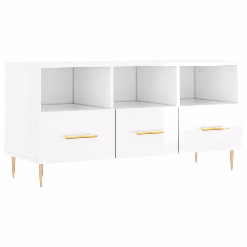 Berkfield Home Modern High Gloss White TV Cabinet, W/D/H: 102 x 36 x 50 cm – 2