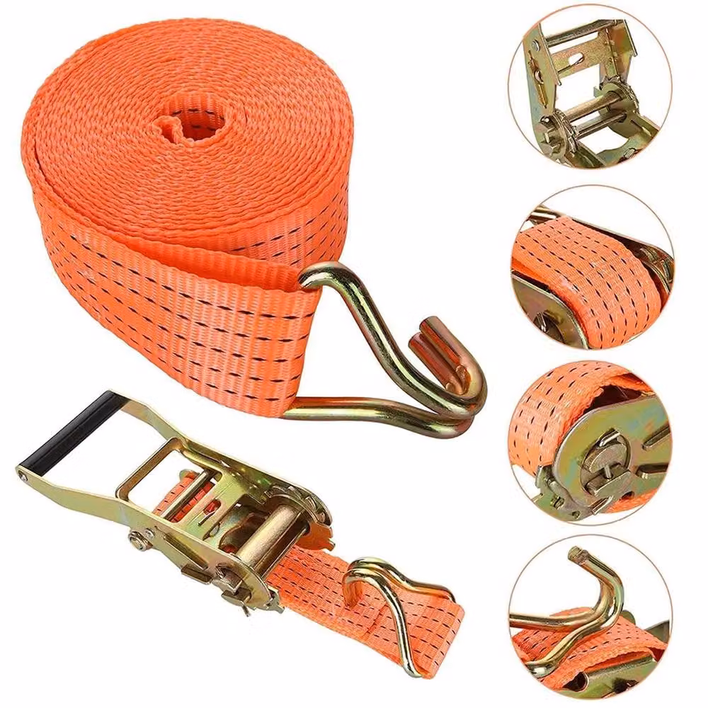 SPETLEK 4-Piece Heavy Duty Ratchet Tie Down Straps, 50mm x 6m, Orange – 2