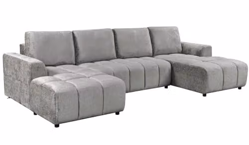 Beehive Furniture Sanya U-Shape Corner Sofa Bed, Grey Fabric 5-Seater with Solid Wood Frame and Lift-Up Seat, W/D/H: 340 x 240 x 93 cm – 1