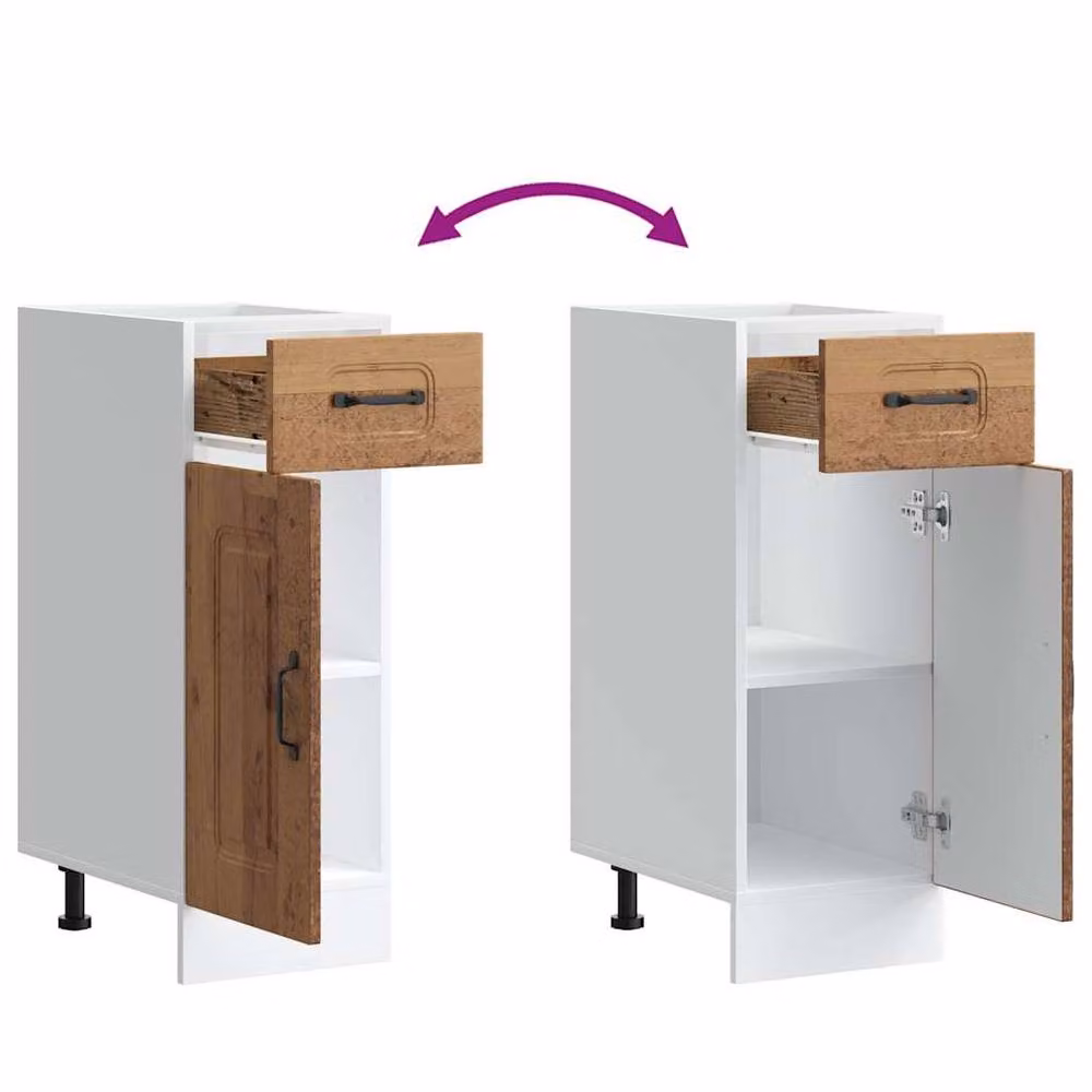Berkfield Home Kalmar Kitchen Base Cabinet in Old Wood Brown, H 81.5 x W 46 x D 30 cm – 3