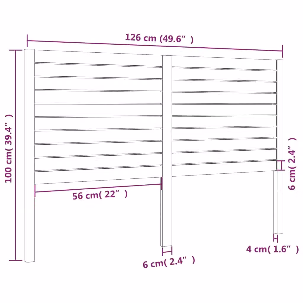 Berkfield Home Rustic Solid Wood Pine Bed Headboard, Black, W: 126 cm, D: 4 cm, H: 100 cm – 3