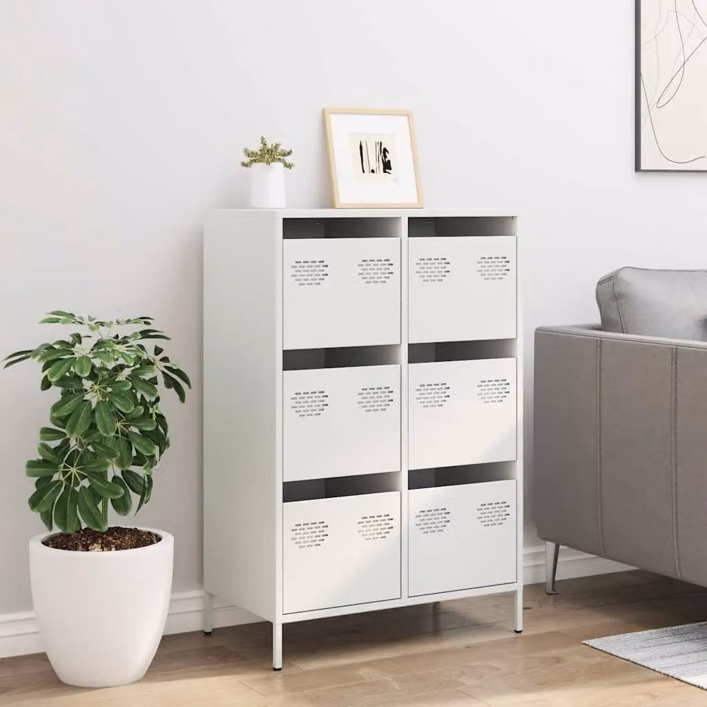 Berkfield Home White Matt Metal Highboard W/D/H: 68 x 39 x 101.5 cm – 2