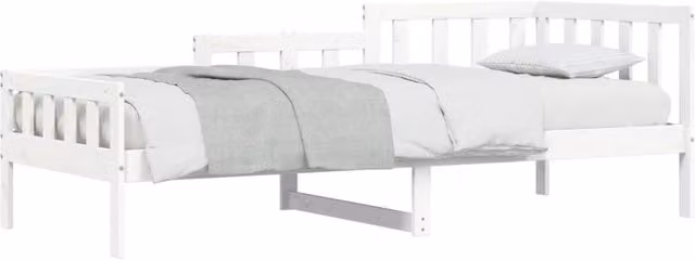 Berkfield Home Beautiful Day Bed in White Lacquered Solid Pine, W/D/H: 200 x 90 x 68.5 cm
