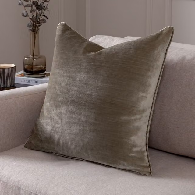 Paoletti Luxe Velvet Square Cushion in Grey and Beige, W/D/H: 55 x 55 x 55 cm – 4