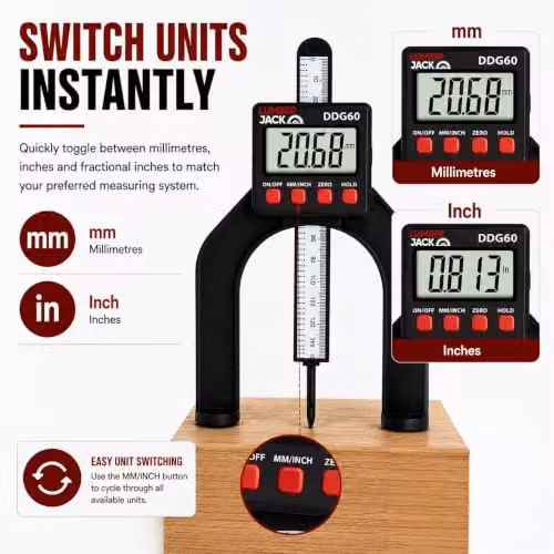 Lumberjack LCD Digital Height and Depth Gauge Electronic Caliper with Magnetic Ruler in Black – 4