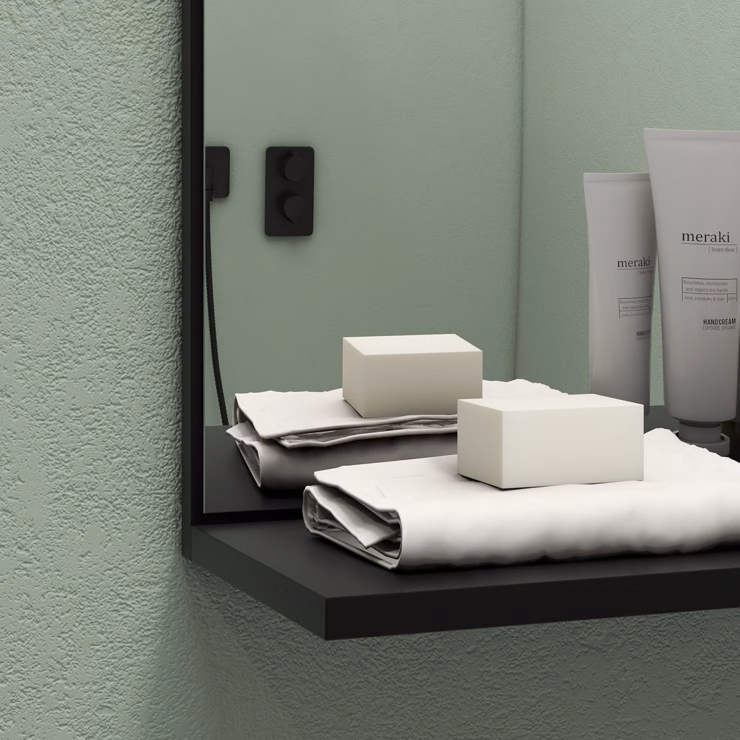 HOMCOM Modern Wall-mounted Black Bathroom Makeup Mirror with 4 Storage Shelves – 7