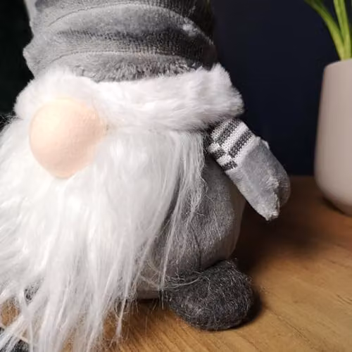 Samuel ALEXANDER 40cm Sitting Plush Christmas Gonk with Grooved Hat in Grey – 3