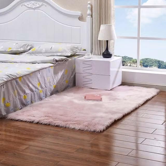 Livingandhome Luxury Soft Rectangle Shaggy Rug in Pink, W: 180 cm, H: 5.5 cm