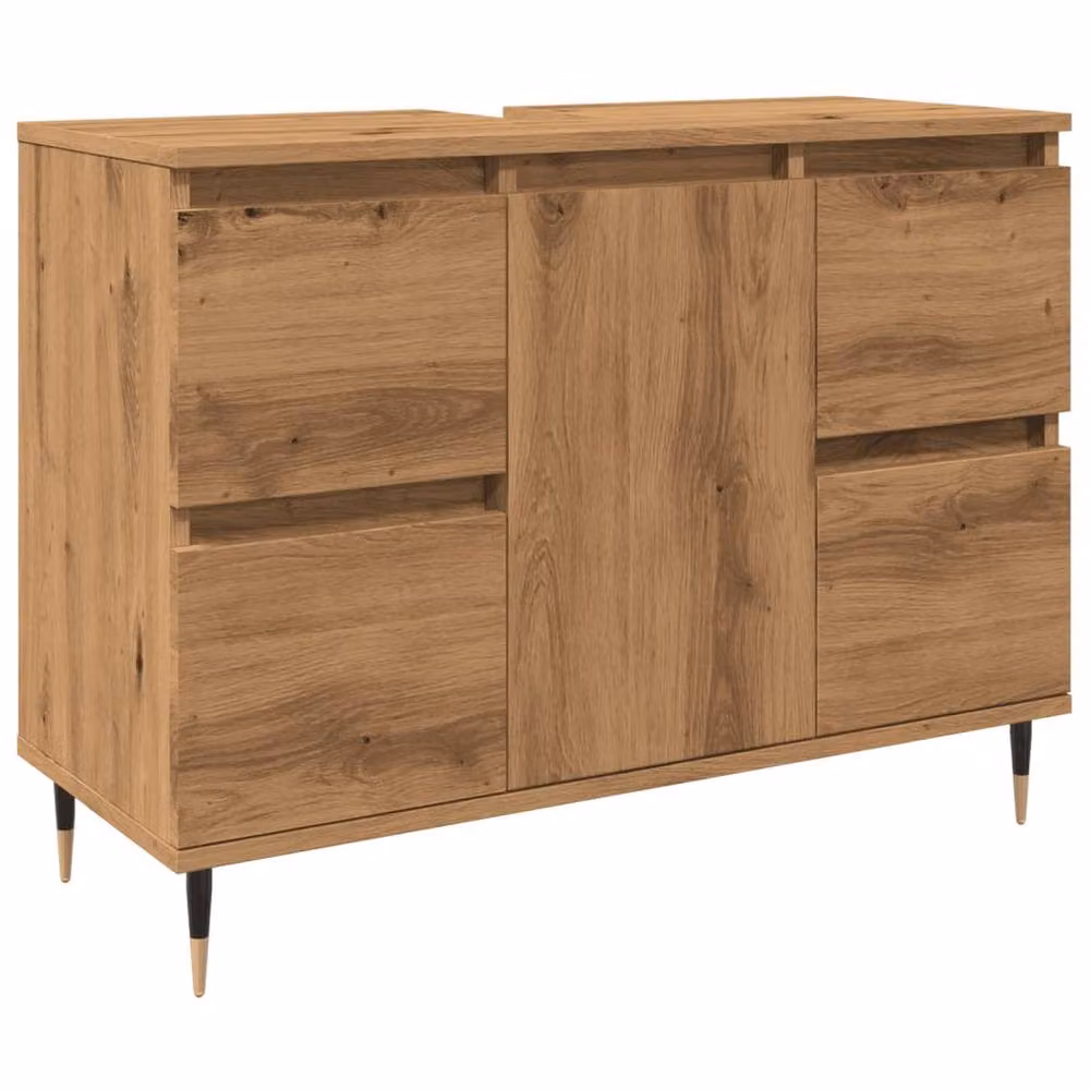 Berkfield Home Artisan Oak Bathroom Cabinet in Brown, W: 80 cm, D: 33 cm, H: 60 cm – 2