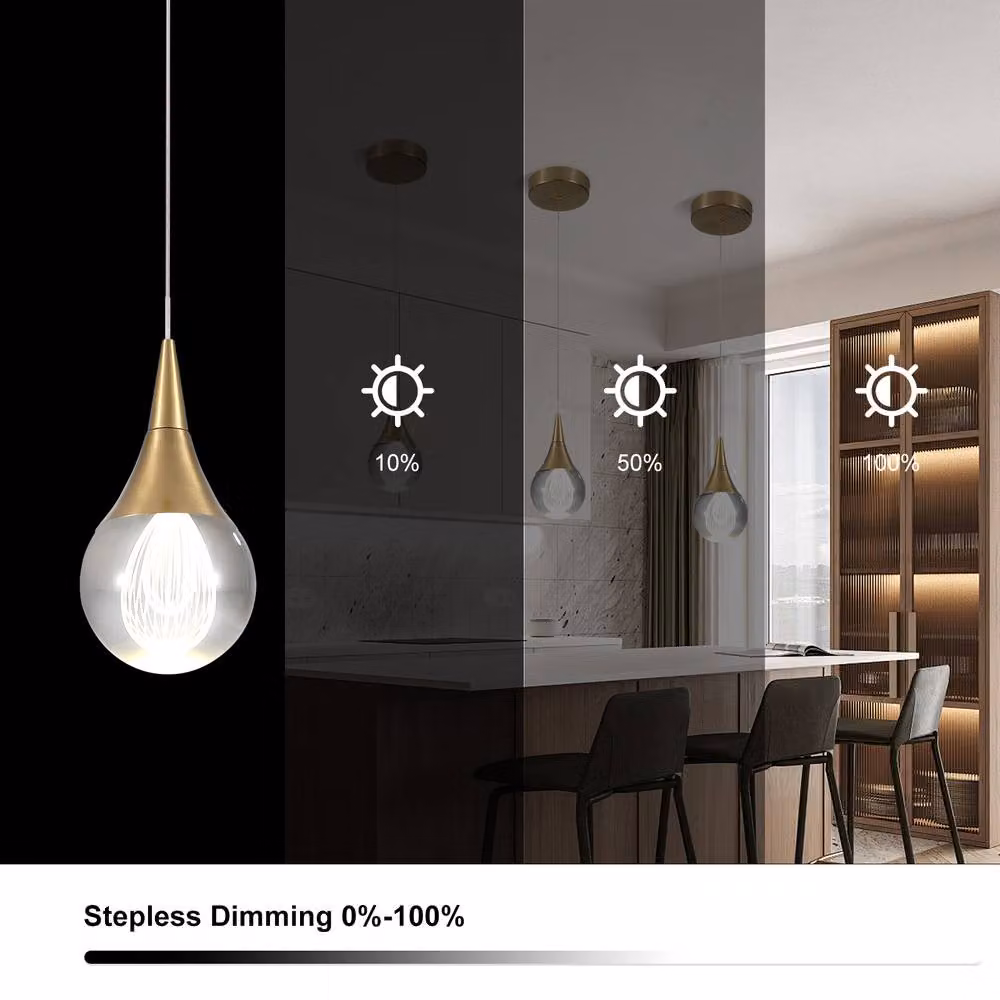 NIVOR Dimmable LED Jellyfish Pendant Light in Gold and Crystal with Height Adjustable Design – 3