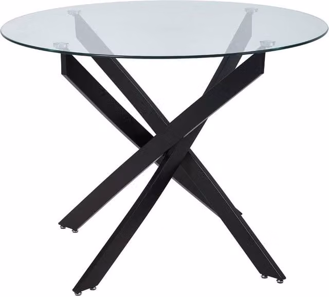 Garden Sanctuary Round Dining Table with Transparent Glass Top and Black Metal Legs – 1