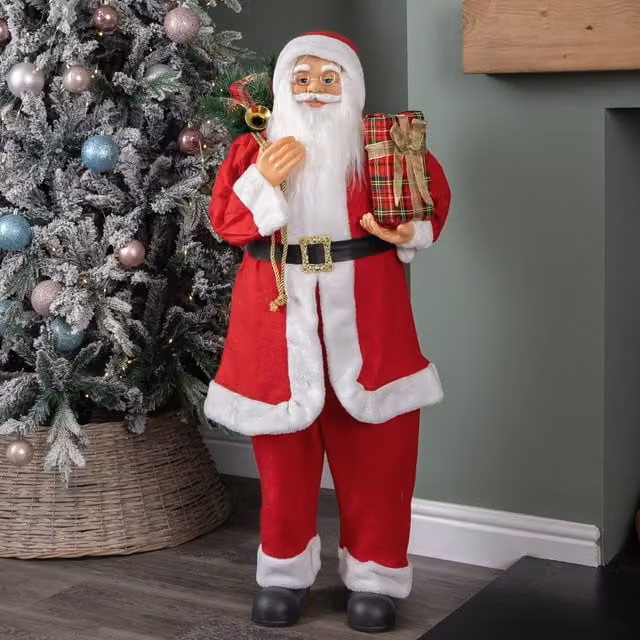 Samuel Alexander Classic Red Standing Santa Claus Christmas Decoration with Gift Sack, Height: 110 cm – 1