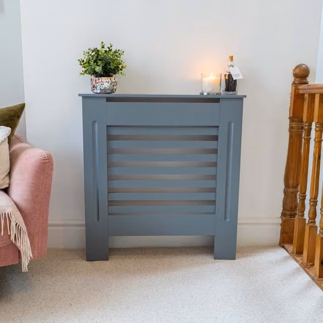 Jack Stonehouse Horizontal Slatted Wall Mounted Radiator Cover in Matt Grey, Width: 78 cm