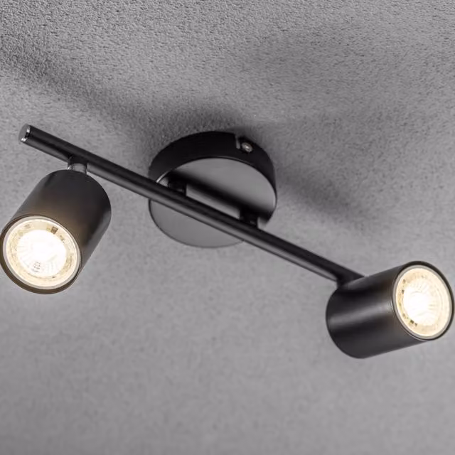 CGC Lighting Jack Black Double Head GU10 Adjustable Ceiling Spot Bar Light, W/D/H: 30 x 17 x 17 cm – 1