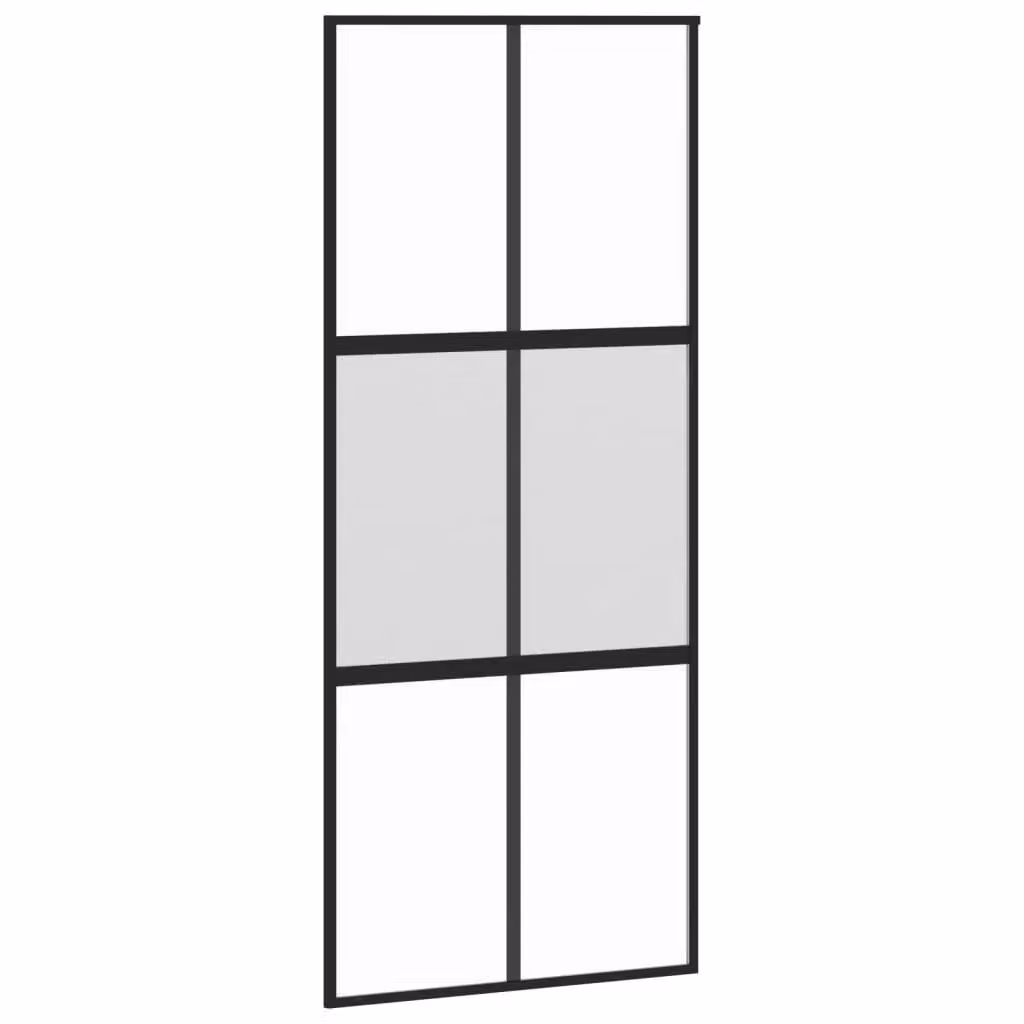 Berkfield Home Minimalist Sliding Door in Black with Transparent Tempered Glass and Aluminium, W: 90 cm, H: 205 cm – 2