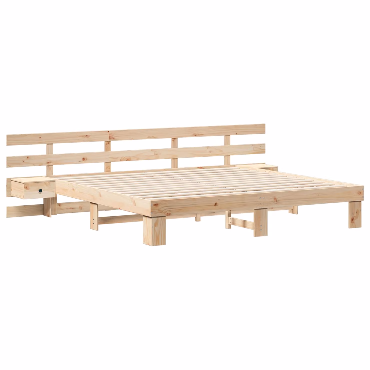 Berkfield Home Modern Solid Pine Wood Bed Frame with Drawers in Brown and Beige W/D/H: 200 x 200 x 73 cm – 2