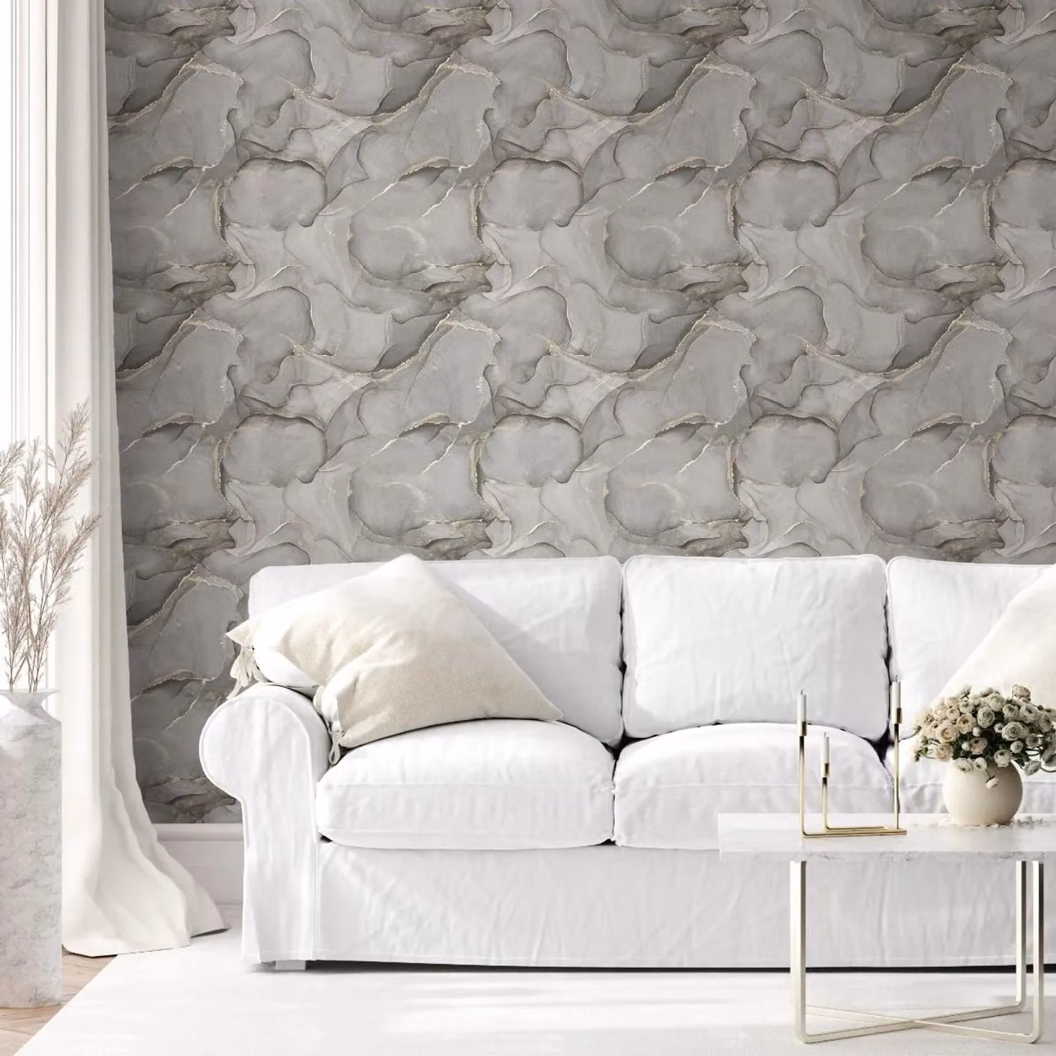 Muriva Elysian Marble Abstract Wallpaper in Black and Grey – 2