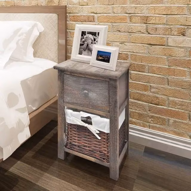 Berkfield Home Rustic Wood Bedside Cabinets, Set of 2, Brown