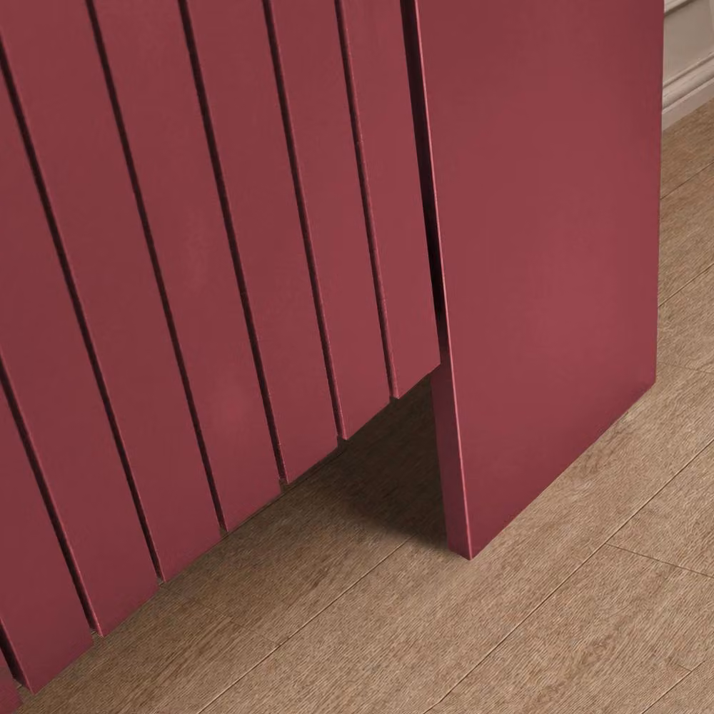 OHS Ribbed Medium Radiator Cover in Dark Red Matt Slatted Engineered Wood – 2
