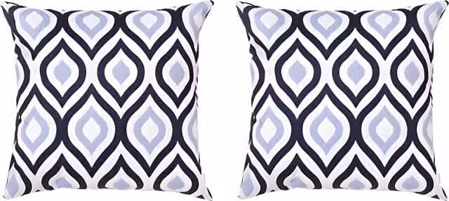 Gardenista Set of 2 Graphic Printed Outdoor Garden Scatter Cushions in Black, Grey and Blue