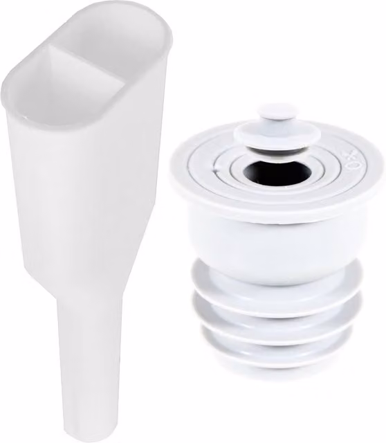 SPARES2GO Universal 2 to 1 Drain Hose Connector and Silicone Seal Plug Washing Machine and Dishwasher Outlet Kit in Grey and White