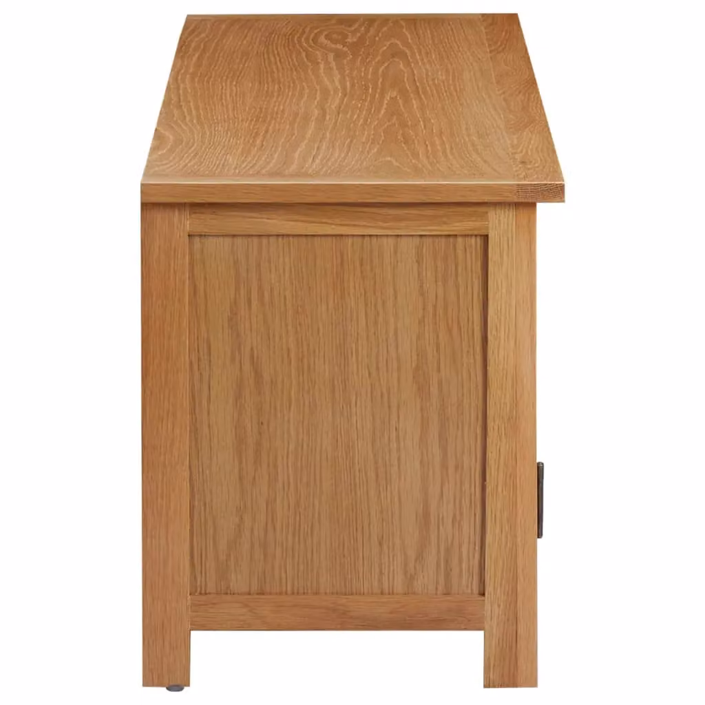 Berkfield Home Rustic Solid Oak Wood TV Cabinet in Brown, W/D/H: 110 x 35 x 44 cm – 3