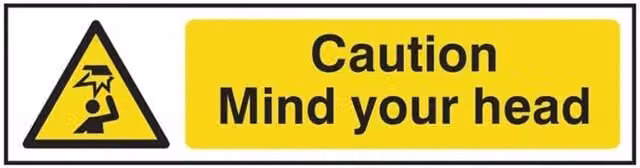 Scan Mind Your Head Caution PVC Sign, Yellow and Multicolour, W: 20 cm, H: 5 cm