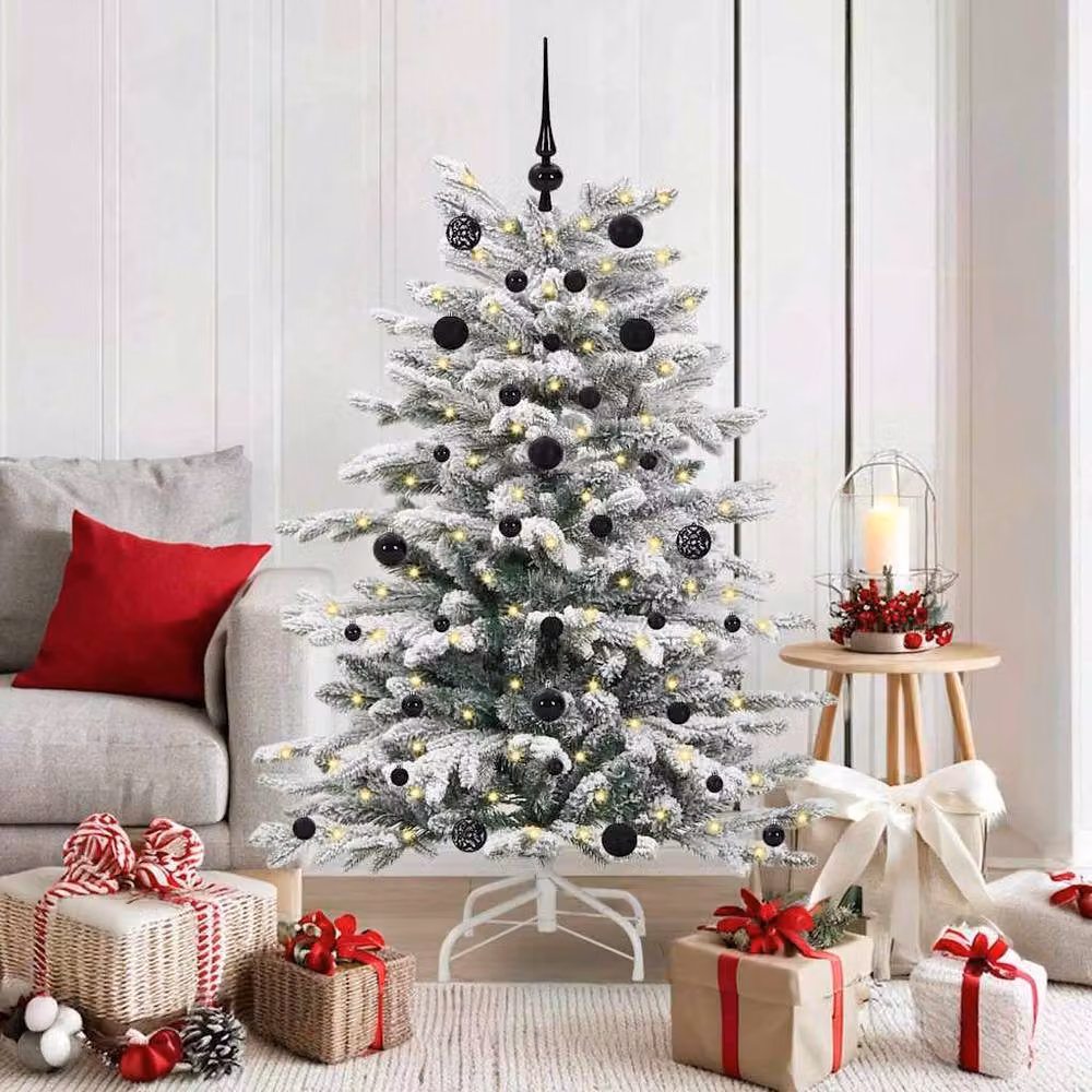 Berkfield Home Elegant Artificial Hinged Christmas Tree, White, Height: 150 cm – 2