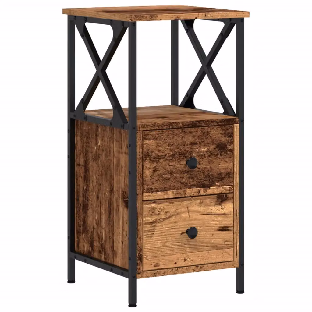 Berkfield Home Bedside Cabinet in Brown Old Wood, W/D/H: 34 x 35.5 x 70 cm – 2