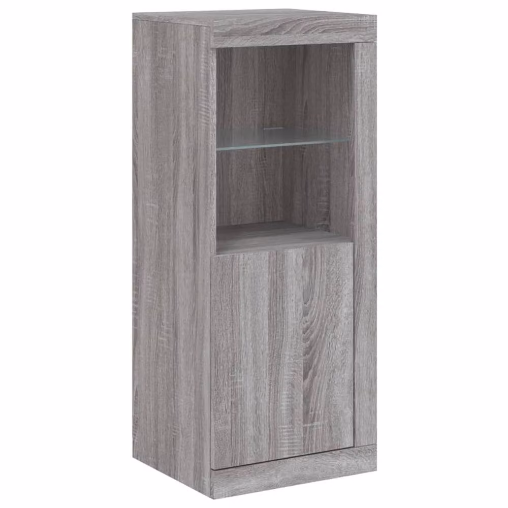Berkfield Home Set of 3 Grey Sonoma Sideboards with Integrated LED Lighting and Glass Details – 3