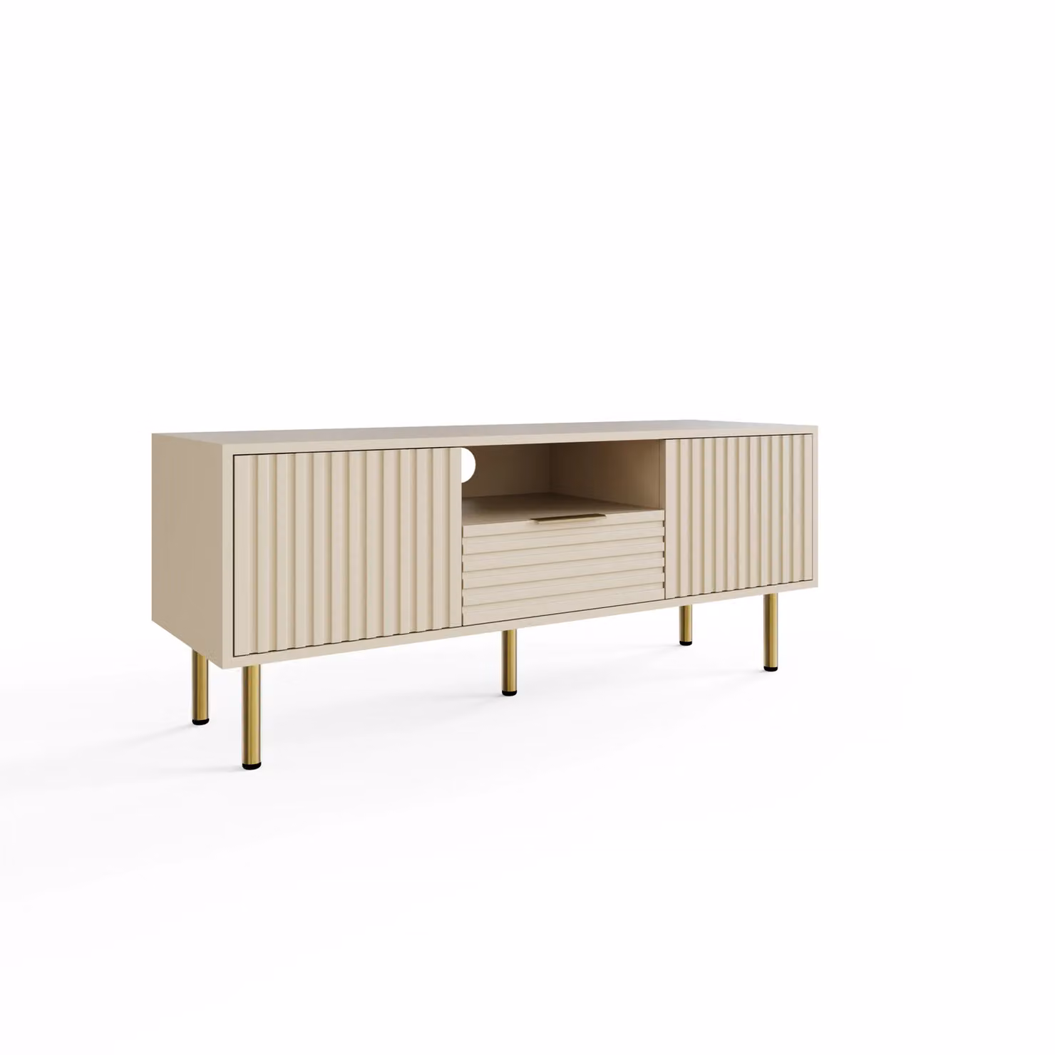 GFW Nervata Modern TV Unit in Matt Beige with Gold Accents – 3
