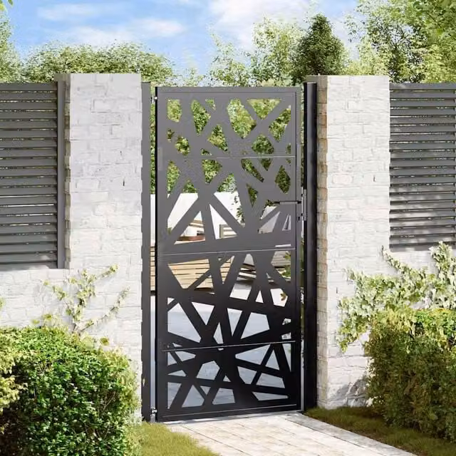 Berkfield Black Steel Garden Gate, W: 105 cm, H: 180 cm – 1