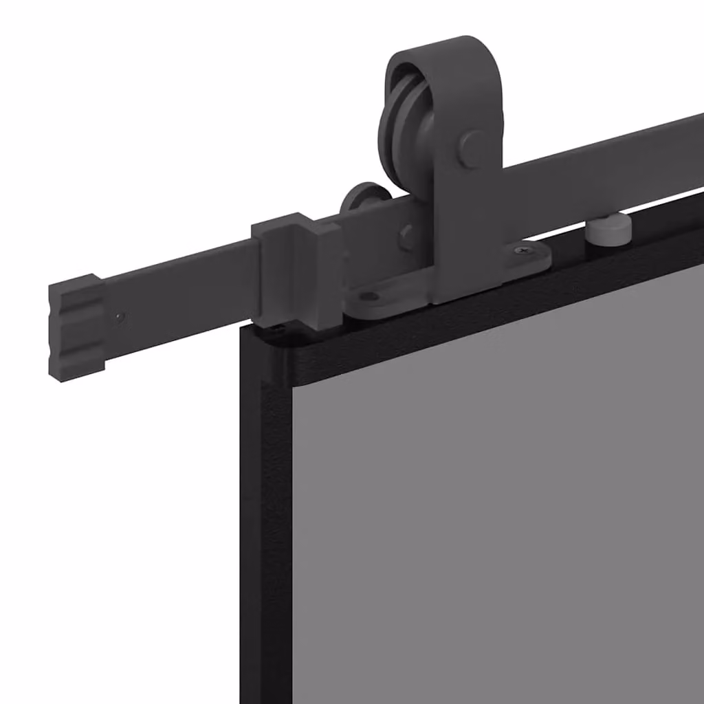 Berkfield Home Modern Black Sliding Glass Door with Hardware Set W: 90 cm, H: 205 cm – 3