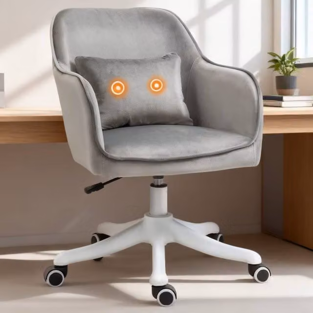 ERGOVEXA Grey Velvet Executive Swivel Office Chair