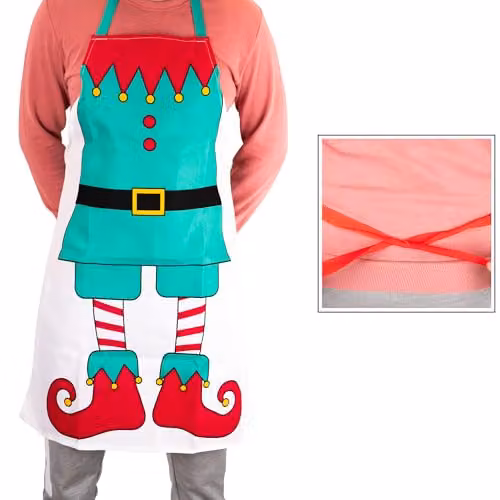 Shatchi Elf Apron in Red and Multicolour, W/H: 70 x 85 cm – 2