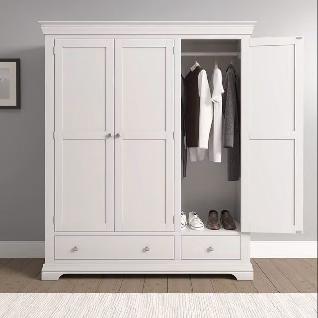 Seconique Bordeaux 3 Door Wardrobe in White