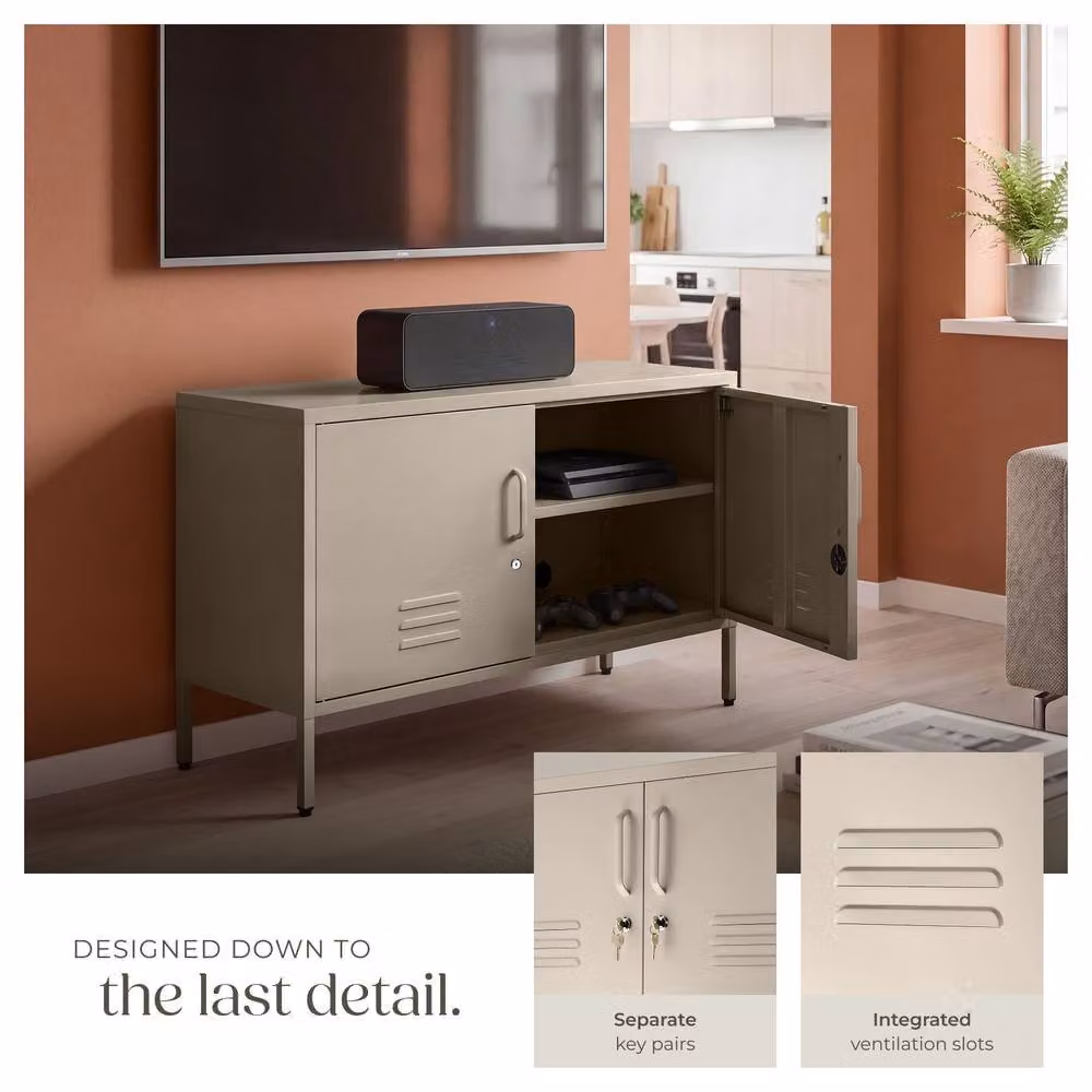 tectake Baker Sideboard in Beige with Magnetic Closure and Adjustable Shelf – 3
