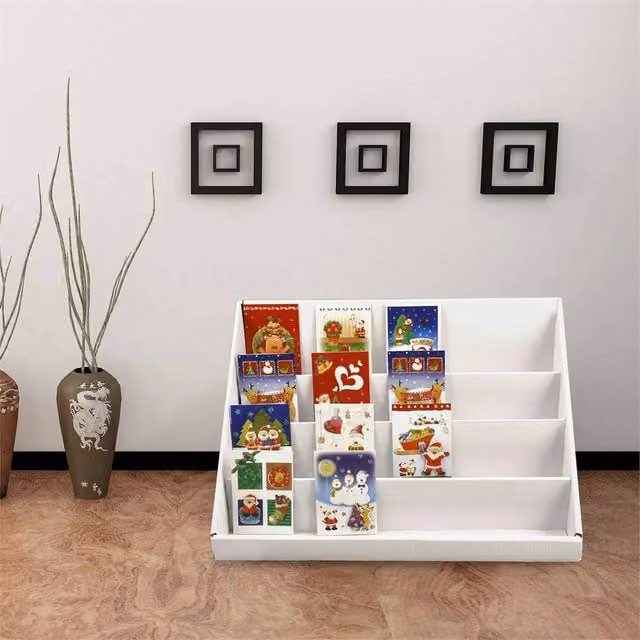 Nordara 2-Piece White 4-Tier Collapsible Cardboard Display Stands