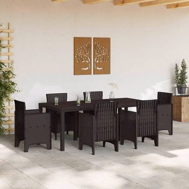 Berkfield Home Brown Poly Rattan Garden Table, W: 200 cm, D: 100 cm, H: 73 cm