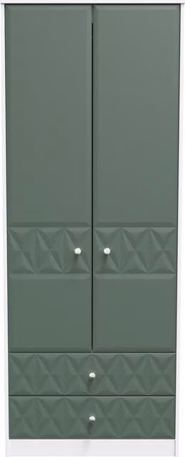 Ready Assembled Toledo 2 Door 2 Drawer Wardrobe in Green and Black