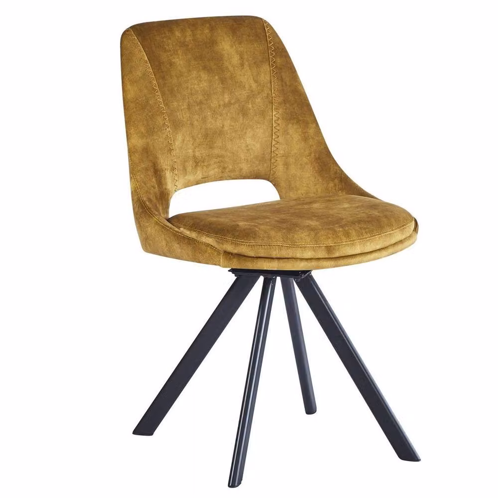 IH Design Mustard Yellow Velvet Swivel Dining Chairs, Set of 2 – 2