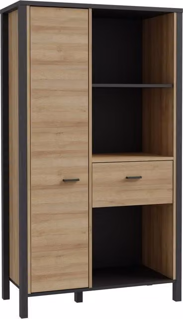 Furniture To Go High Rock Wide Shelf Unit in Riviera Oak and Black
