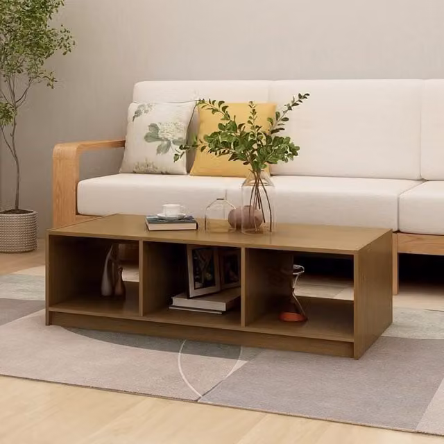 Berkfield Home Modern Rectangular Coffee Table in Honey Brown Solid Pinewood, W: 110 cm, D: 50 cm, H: 34 cm