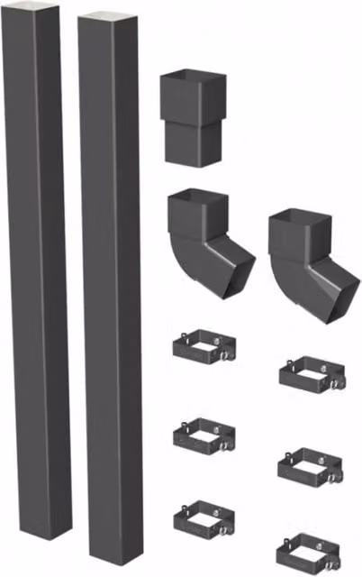 Galeco Square PVC Offset Downpipe Kit in Grey, 80mm Diameter